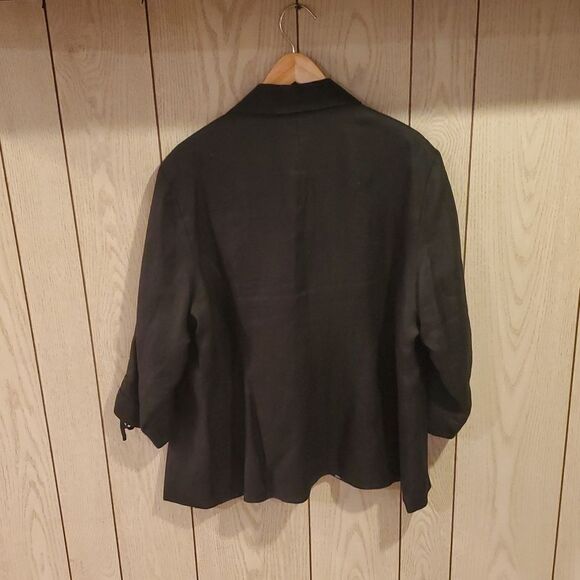 Coldwater Creek  Linen Blazer Women's  Black Rushed Career Business Size 20-22 - Picture 3 of 8